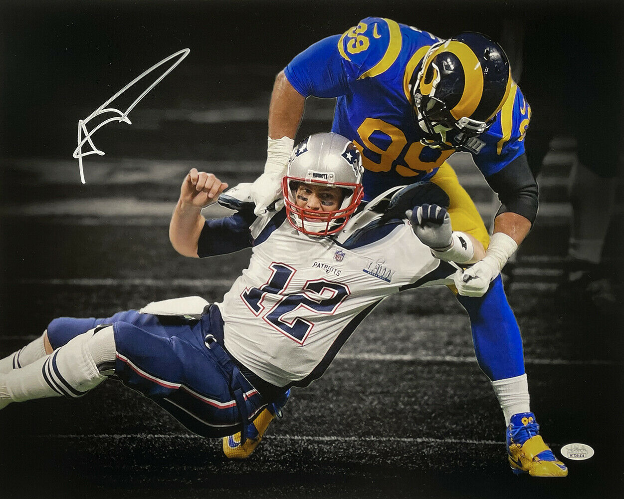 Aaron Donald Signed Framed 16x20 Rams Sack Photo vs. Tom Brady JSA Hol –  Super Sports Center