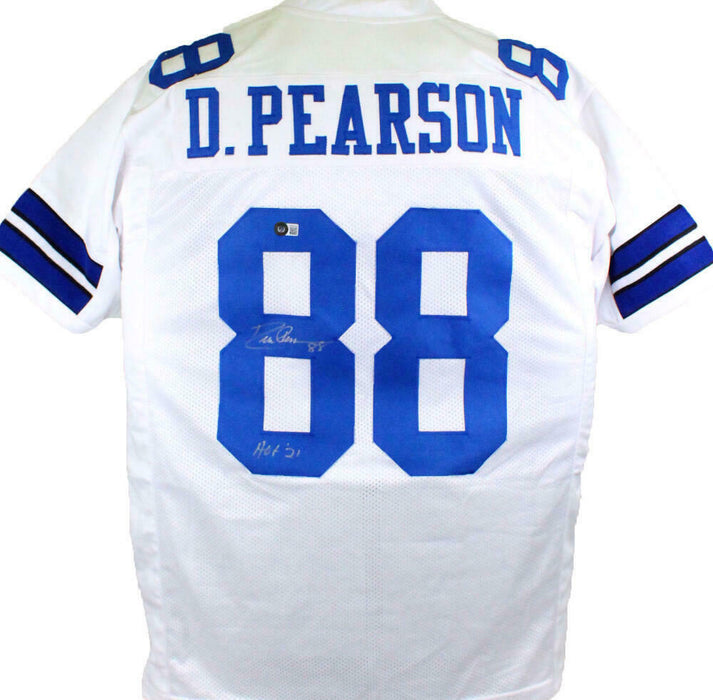 Drew Pearson Autographed Dallas Cowboys White Pro Style Jersey w/ HOF- (BAS COA)