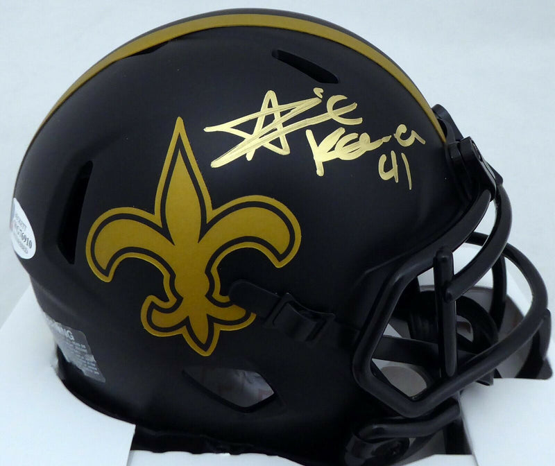 Alvin Kamara New Orleans Saints Signed Saints Eclipse Black Speed Mini Helmet 190035 (BAS COA)