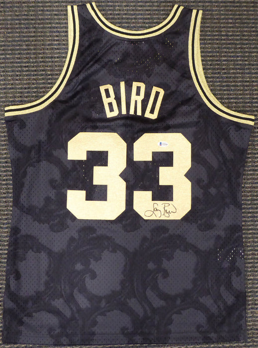 Larry Bird Boston Celtics Autographed Mitchell & Ness Gold Jersey Size L (BAS COA)