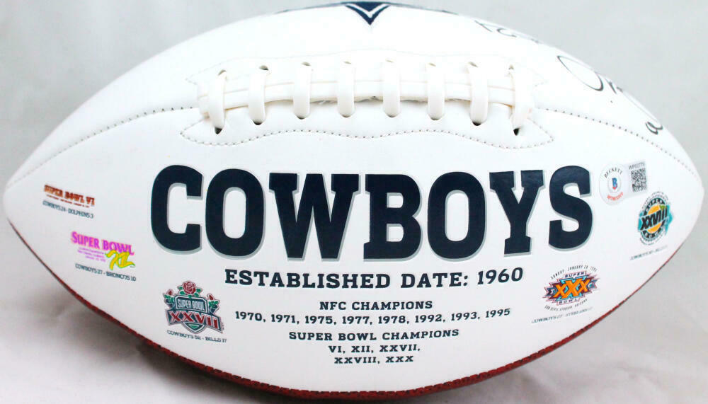 Ezekiel Elliott Autographed Dallas Cowboys Logo Football- (BAS COA)