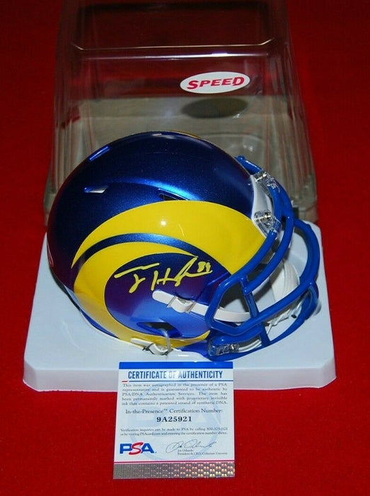 TYLER HIGBEE Los Angeles Rams signed speed mini helmet PSA/DNA COA 2
