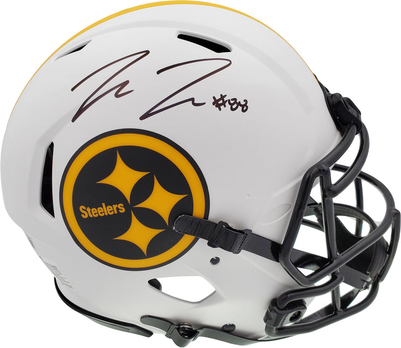Pat Freiermuth Pittsburgh Steelers Signed Steelers Lunar Eclipse White Helmet QR 194876 (BAS COA)