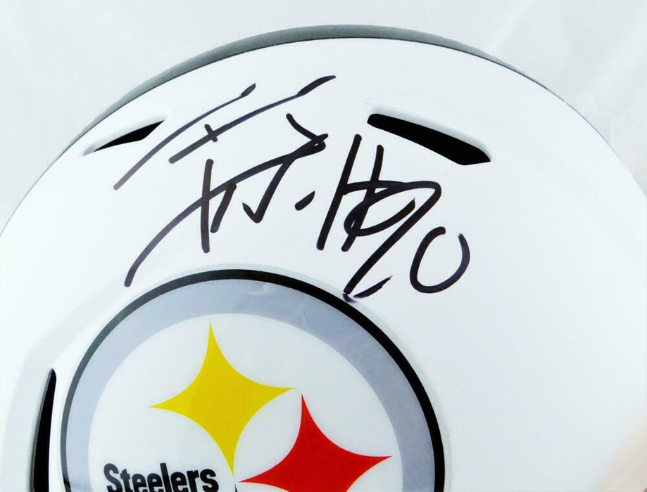 TJ Watt Pittsburgh Steelers Signed Pittsburgh Steelers Full-sized Flat White Speed Helmet (JSA COA)