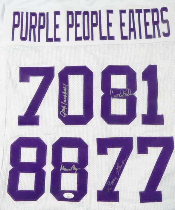 Purple People Eaters Minnesota Vikings Autographed White Pro Style Jersey - (JSA COA)
