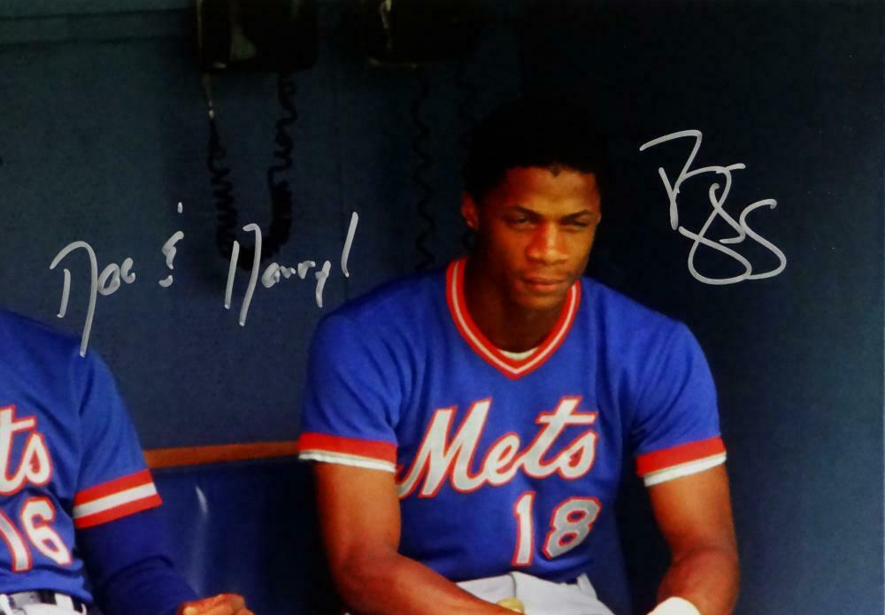 Doc Gooden/Darryl Strawberry New York Mets Autographed 16x20 On Bench PF Photo- (JSA COA)