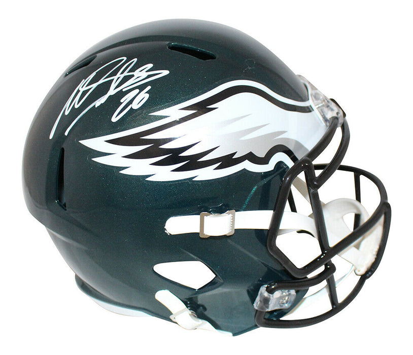 Miles Sanders Philadelphia Eagles Signed F/S Speed Helmet (JSA COA)