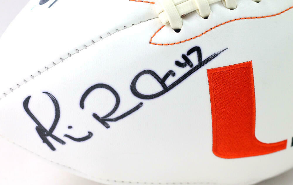 Michael Irvin Autographed Dallas Cowboys Miami Hurricanes Logo Football - BAS COA