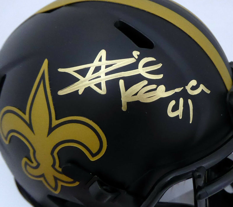Alvin Kamara New Orleans Saints Signed Saints Eclipse Black Speed Mini Helmet 190035 (BAS COA)