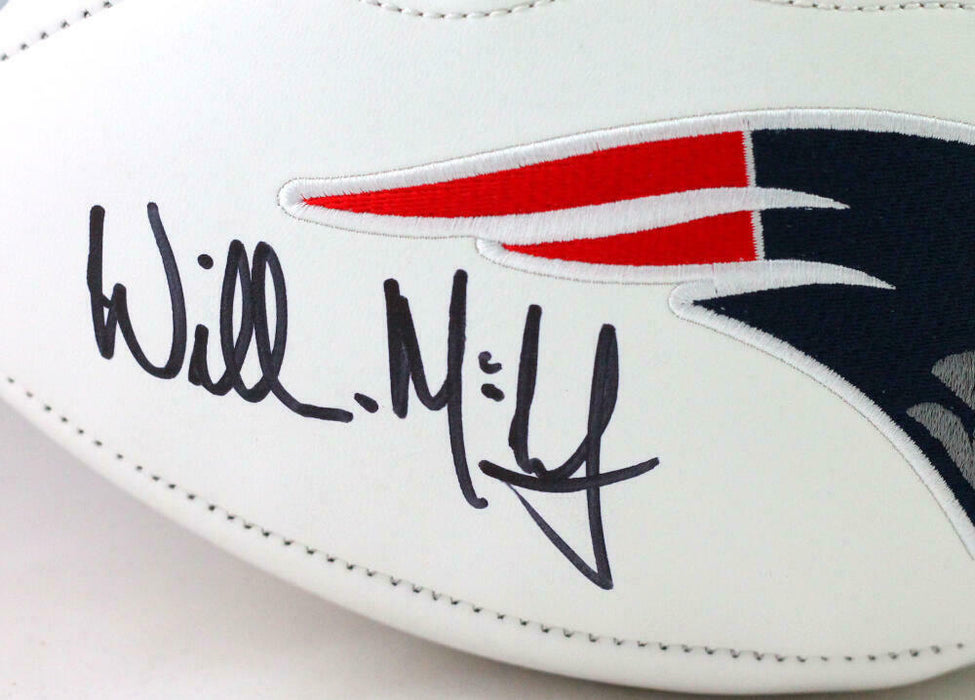 Willie McGinest New England Patriots Signed Logo Football W/ Insc- (BAS COA)