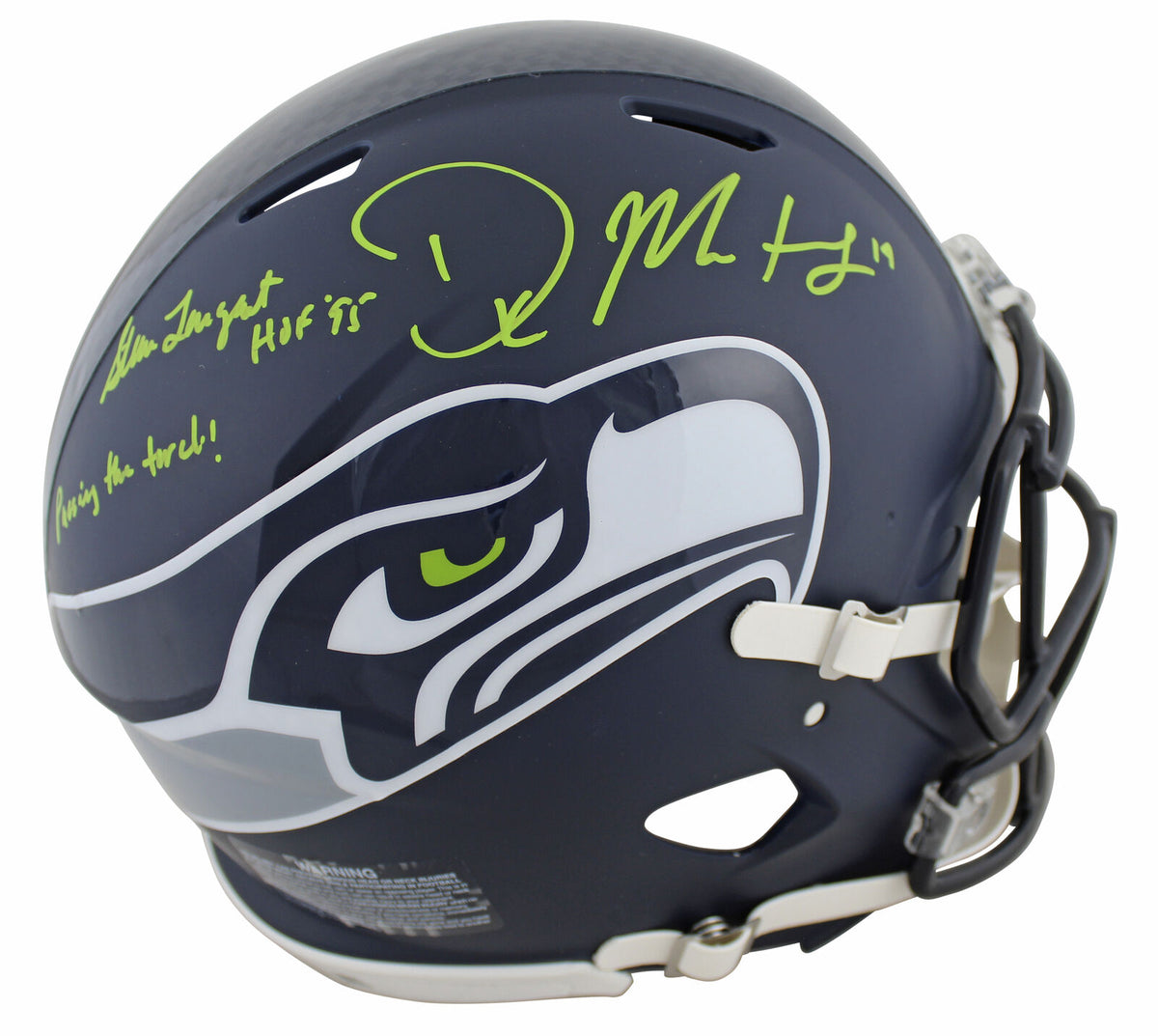 Seattle Seahawks Steve Largent Signed Football HOF Helmet Proof BAS –  www.