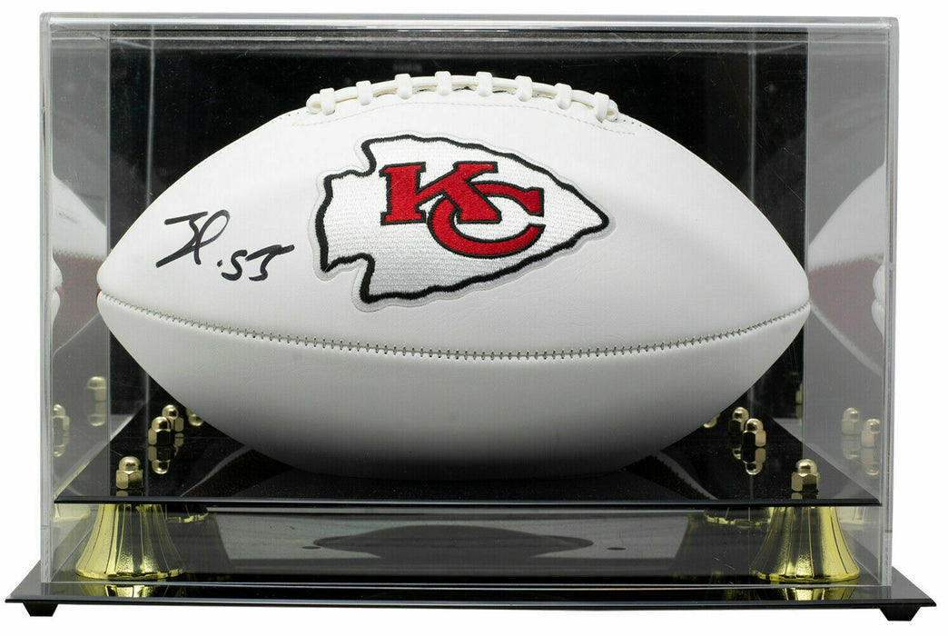 Frank Clark Kansas City Chiefs Signed KC Chiefs Super Bowl LIV Logo Football with Case (JSA COA)