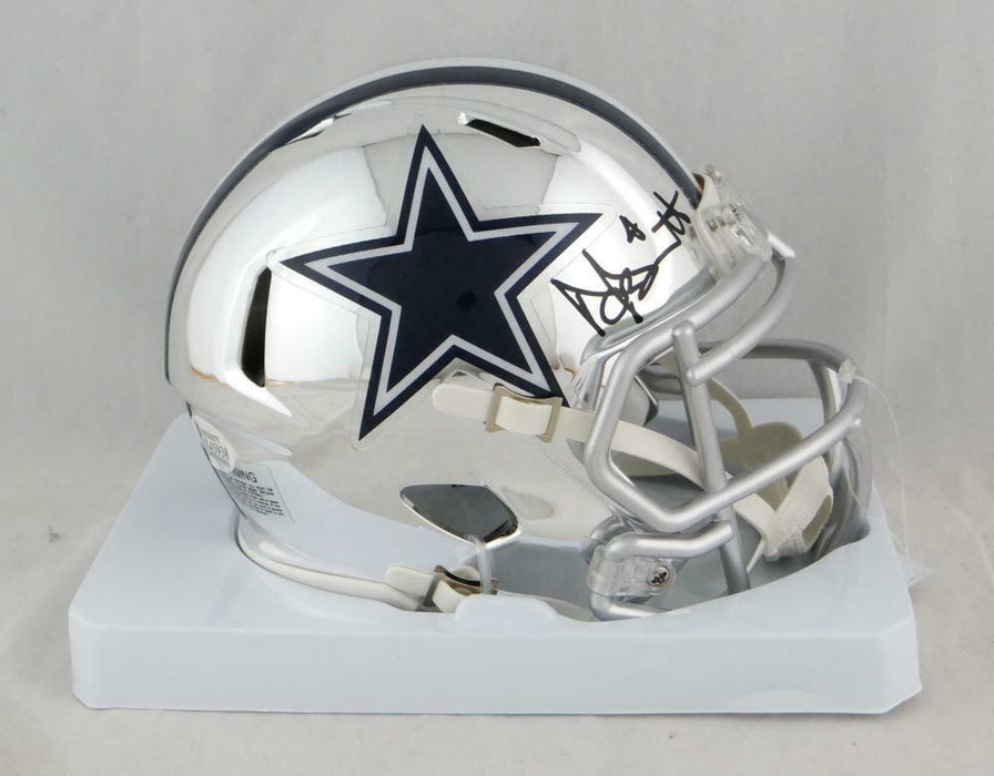 Dak Prescott Dallas Cowboys Signed CHROME Mini Helmet (BAS COA)