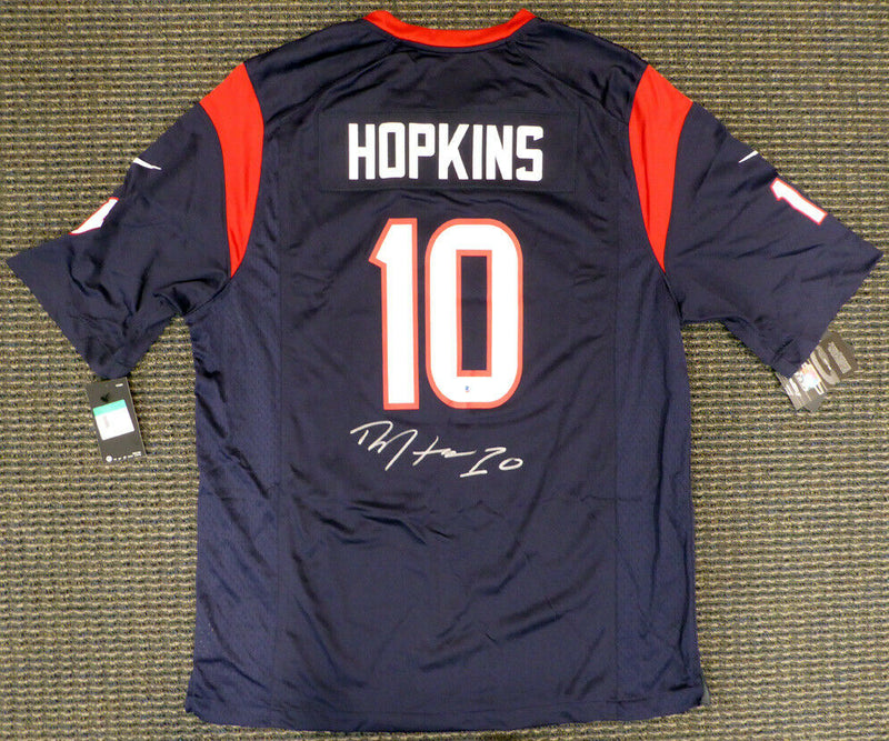 DEANDRE HOPKINS HOUSTON TEXANS AUTOGRAPHED BLUE NIKE JERSEY SIZE XL 129161 (BAS COA)