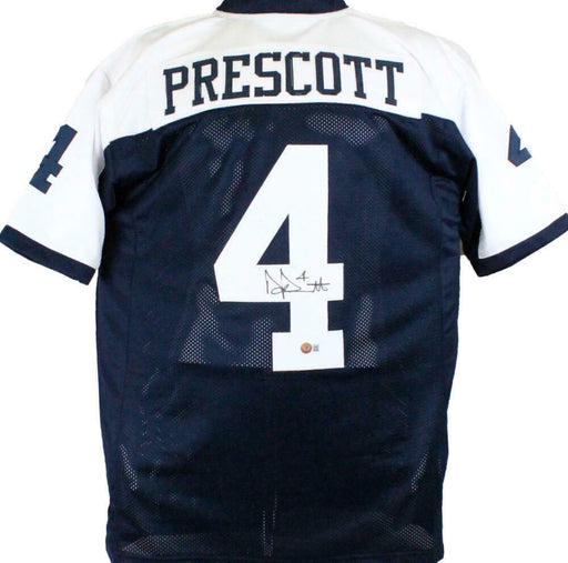 Dak Prescott Autographed Dallas Cowboys Blue with White Pro Style Jers —  Ultimate Autographs