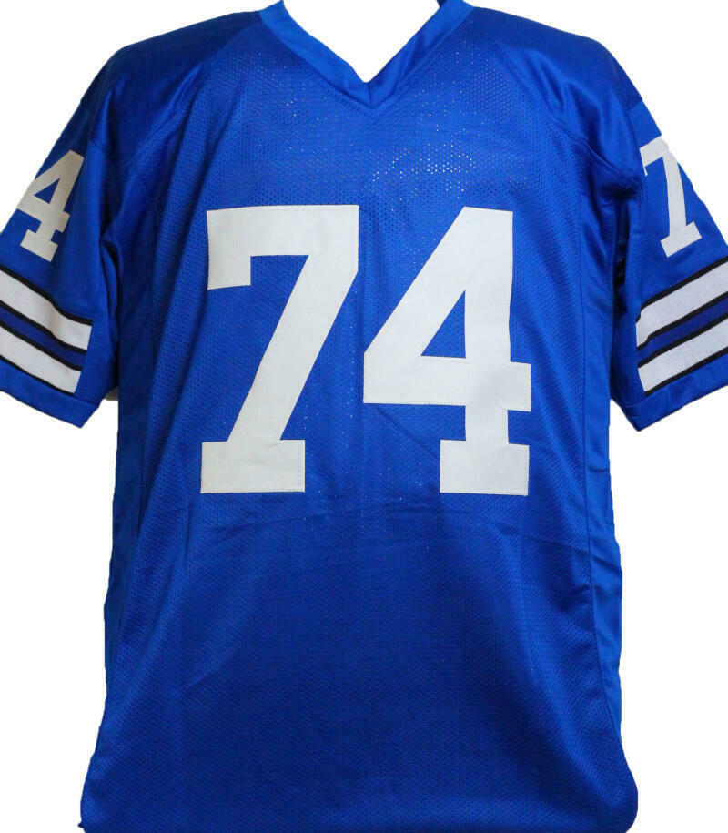 Bob Lilly Autographed Dallas Cowboys Blue Pro Style Jersey w/ 3 Insc- BAS COA