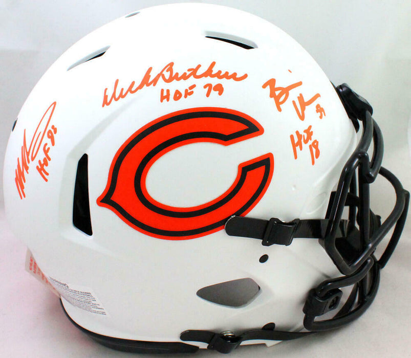 Singletary Urlacher Butkus Chicago Bears Signed F/S Lunar Speed Authentic Helmet (BAS COA)