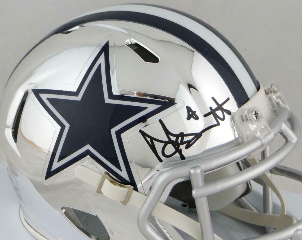 Dak Prescott Dallas Cowboys Signed CHROME Mini Helmet (BAS COA)