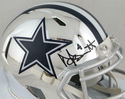 Dak Prescott Dallas Cowboys Signed CHROME Mini Helmet (BAS COA)