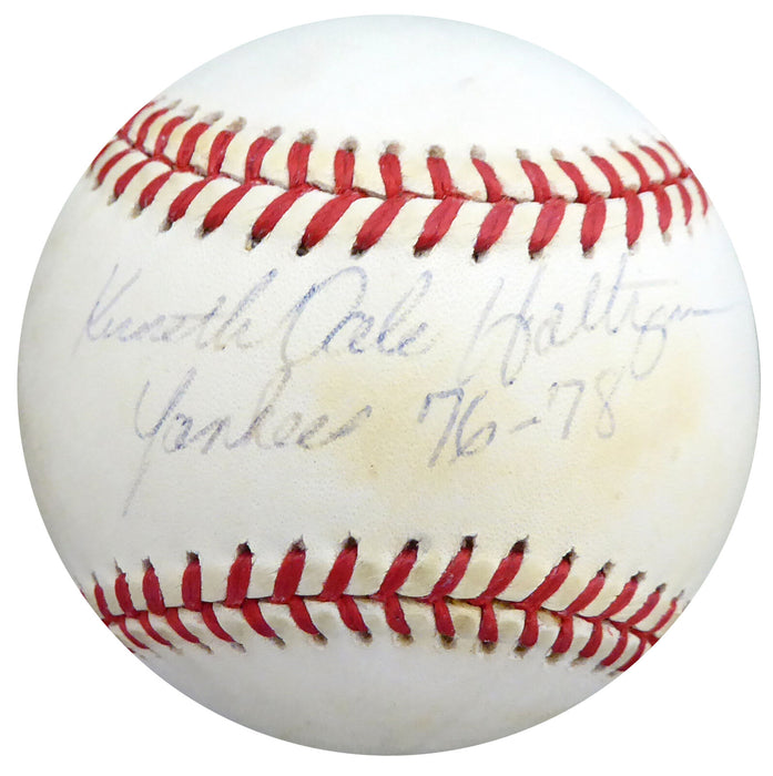 Ken Holtzman New York Yankees Signed Yankees AL Baseball with "76-78" S78892 (BAS COA)