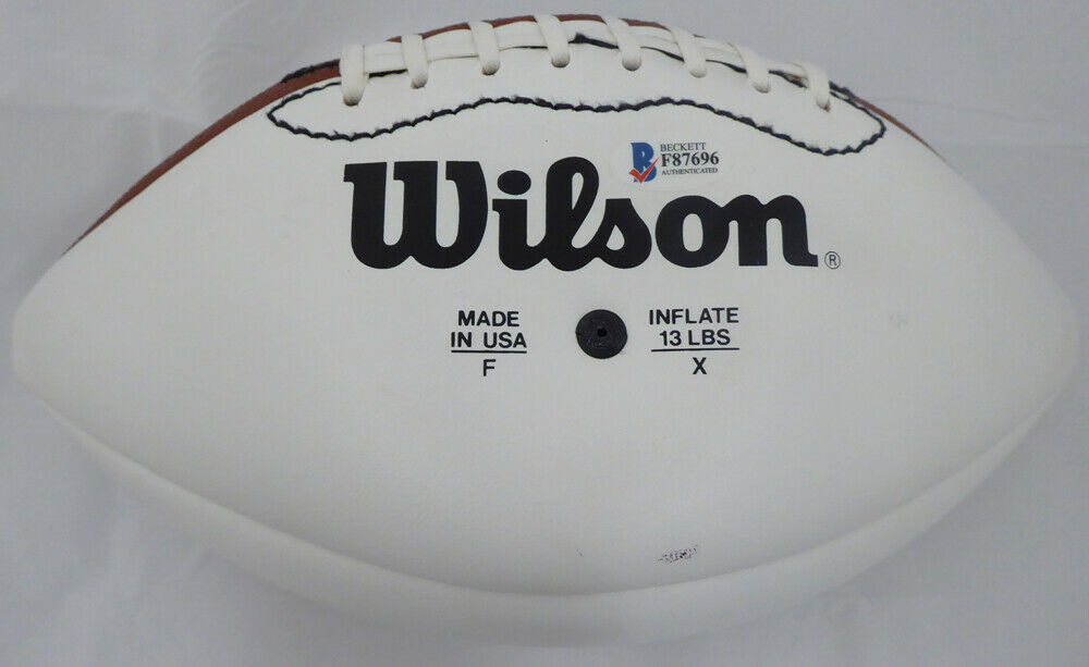 Tom Landry Dallas Cowboys  Autographed White Panel Football Cowboys (Light) F87696 (BAS COA)