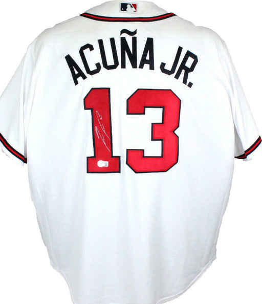 Ronald Acuna Jr. Authentic Signed White Pro Style Framed Jersey