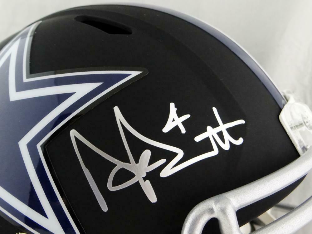 Dak Prescott Dallas Cowboys Signed F/S Flat Black Helmet (BAS COA)