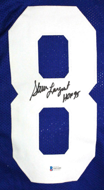Steve Largent Seattle Seahawks Signed Blue Pro Style Jersey with HOF (BAS COA)