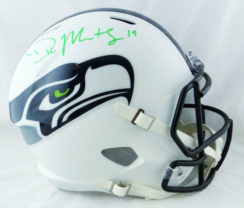 DK Metcalf Seattle Seahawks Signed Seattle Seahawks Full-sized Flat White Helmet (BAS COA)