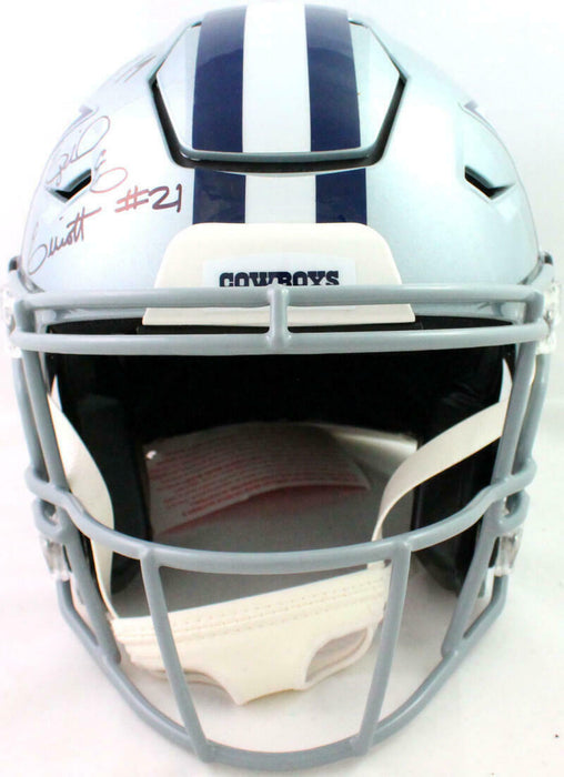 Prescott/Cooper/Elliott Autographed Dallas Cowboys F/S SpeedFlex Helmet- (BAS COA)