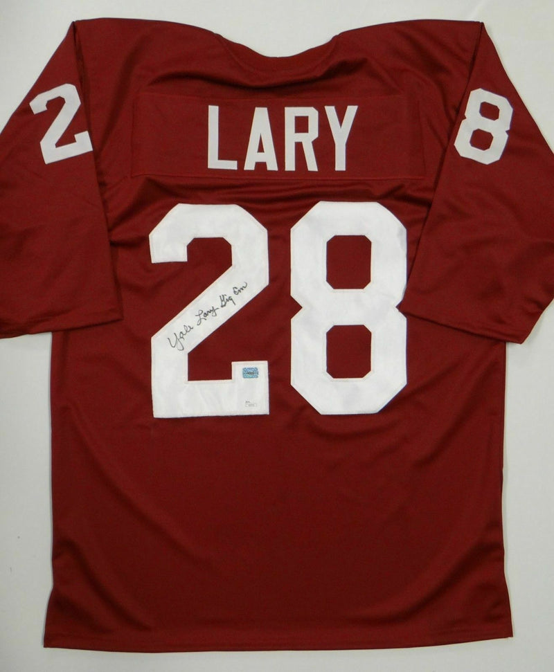 Yale Lary Autographed Maroon College Style Jersey With Gig Em (JSA COA)