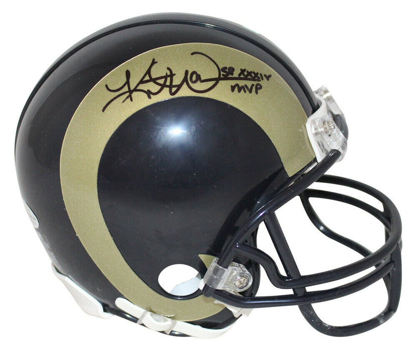 Kurt Warner St. Louis Rams Signed TB 00-16 Mini Helmet GSOT 31133 BAS COA (Los Angeles)