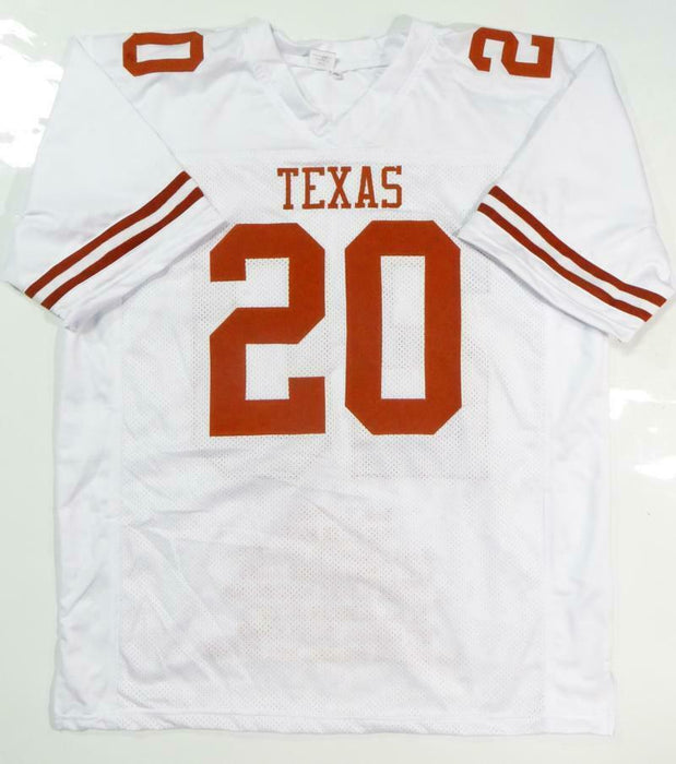 Earl Campbell Autographed White College Stat-2 Jersey W/ HT (JSA COA)