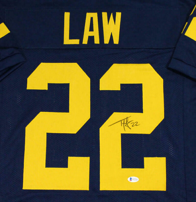 Ty Law Michigan Wolverines Signed Blue College Style Jersey (BAS COA)