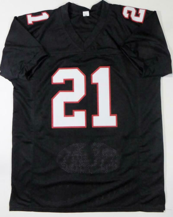 Deion Sanders Autographed Black Pro Style STAT Jersey (BAS COA)