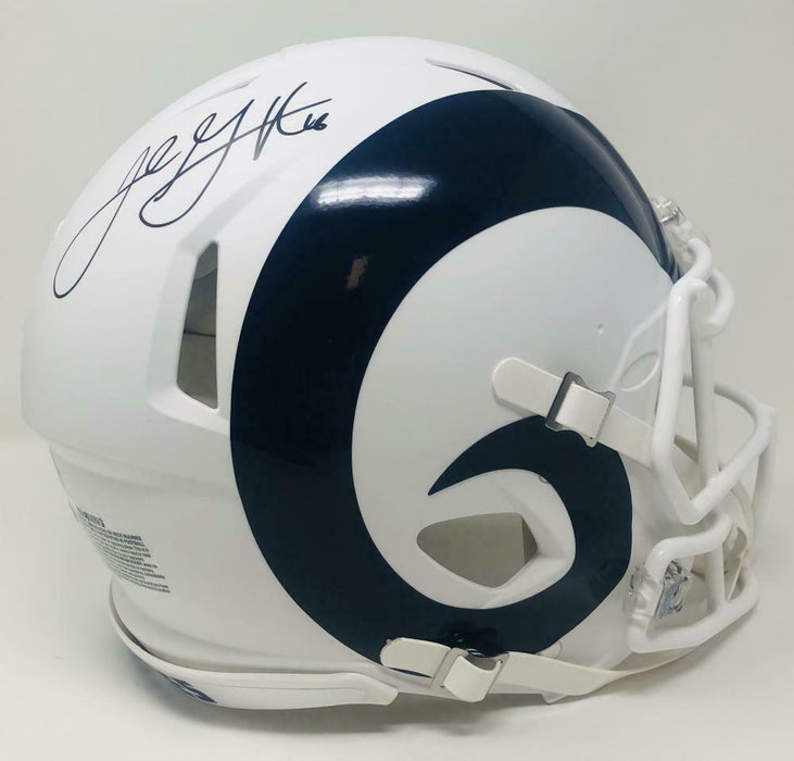 Jared Goff Los Angeles Rams Signed White Matte Speed Authentic Helmet FAN COA (St. Louis)