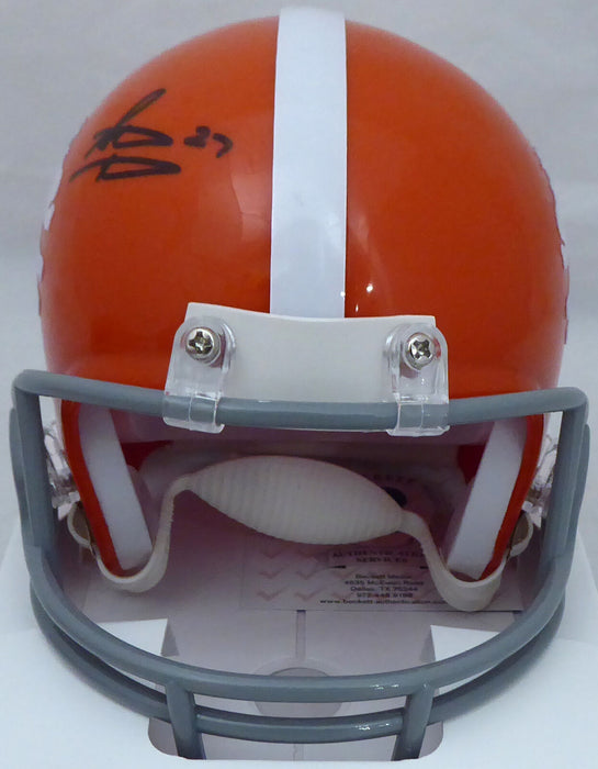 STEVE ATWATER DENVER BRONCOS AUTOGRAPHED BRONCOS THROWBACK ORANGE MINI HELMET 178096 (BAS COA)