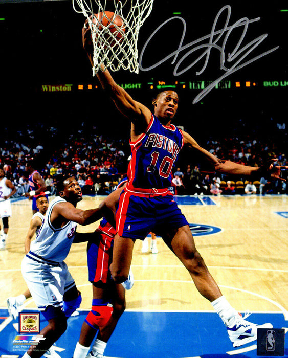 Dennis Rodman Detroit Pistons Signed Rebound Action 8x10 Photo (SCHWARTZ)