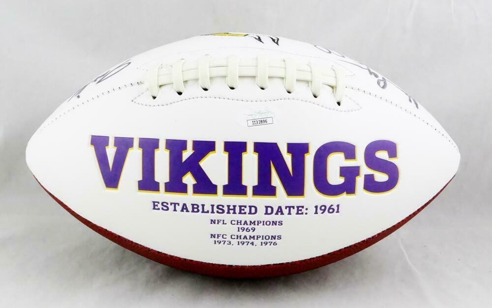 Purple People Eaters Minnesota Vikings Autographed Minnesota Vikings Logo Football - (JSA COA)