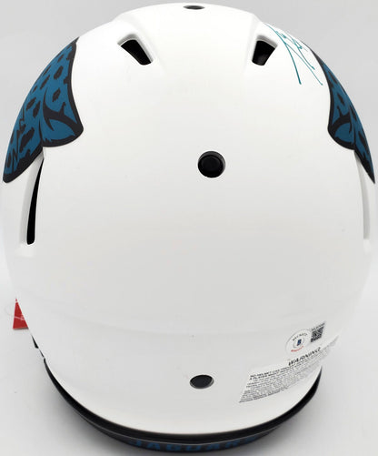Travis Etienne Jacksonville Jaguars Signed F/S Lunar Eclipse White Authentic Helmet QR 194879 (BAS COA)
