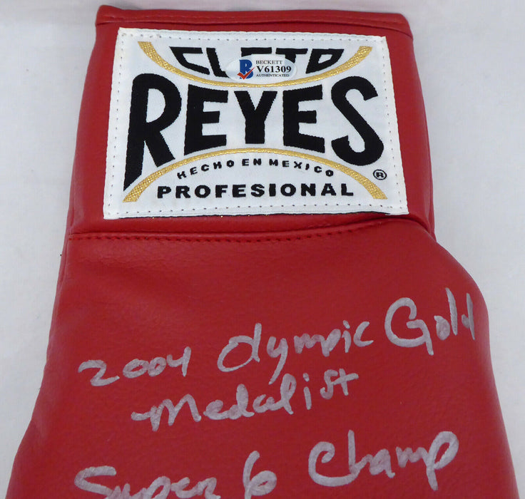 ANDRE WARD SIGNED RED REYES BOXING GLOVE WITH STATS RH (BAS COA)