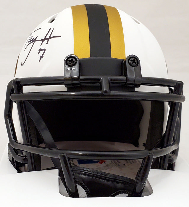 Taysom Hill New Orleans Saints Signed Lunar Eclipse White Mini Helmet (BAS COA)