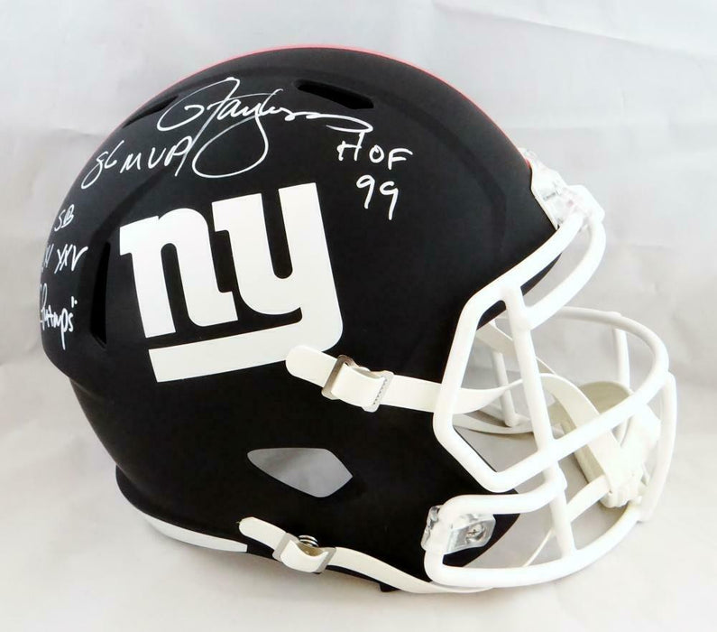 Lawrence Taylor New York Giants Signed NY Giants Full-sized Flat Black Helmet with 3 Insc (BAS COA)