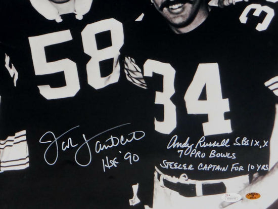 Autographed Jack Lambert, Jack Ham & Andy Russell Pittsburgh Steelers 11x14  - JSA COA - Main Line Autographs