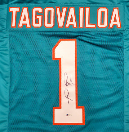 Tua Tagovailoa Miami Dolphins Signed Teal Jersey (BAS COA)
