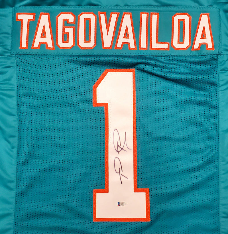 Tua Tagovailoa Miami Dolphins Signed Teal Jersey (BAS COA)
