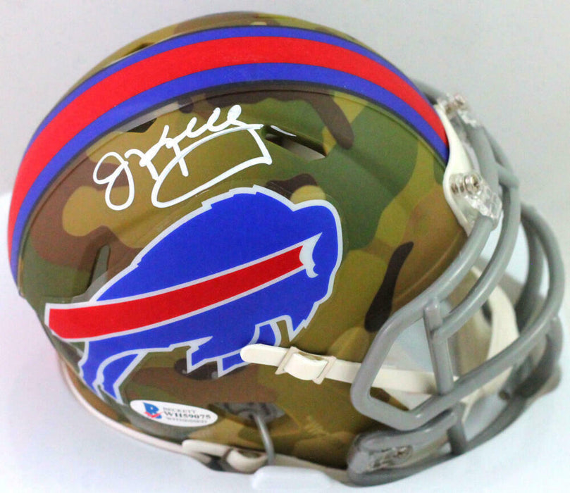 Jim Kelly Buffalo Bills Signed Camo Mini Helmet (BAS COA)