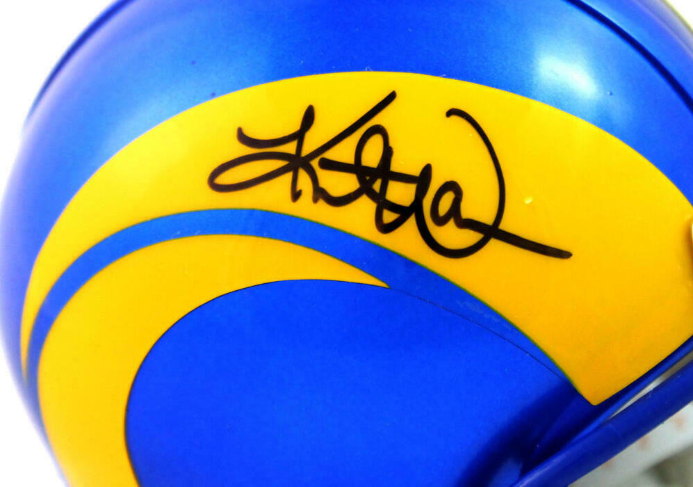 Kurt Warner Los Angeles Rams Signed LA Rams 2020 Speed Mini Helmet *Black BAS COA (St. Louis)