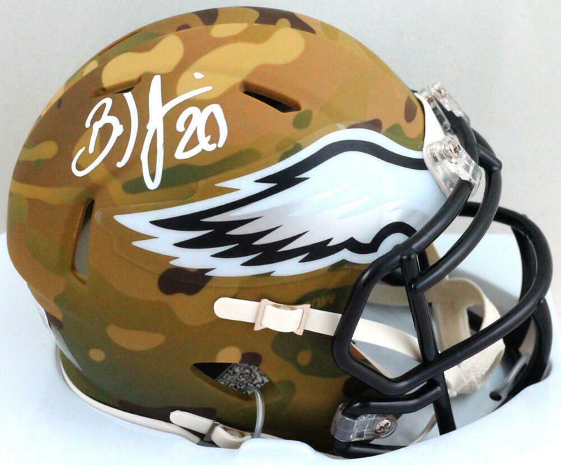 Brian Dawkins Philadelphia Eagles Signed Eagles Camouflage Speed Mini Helmet *White (BAS COA)