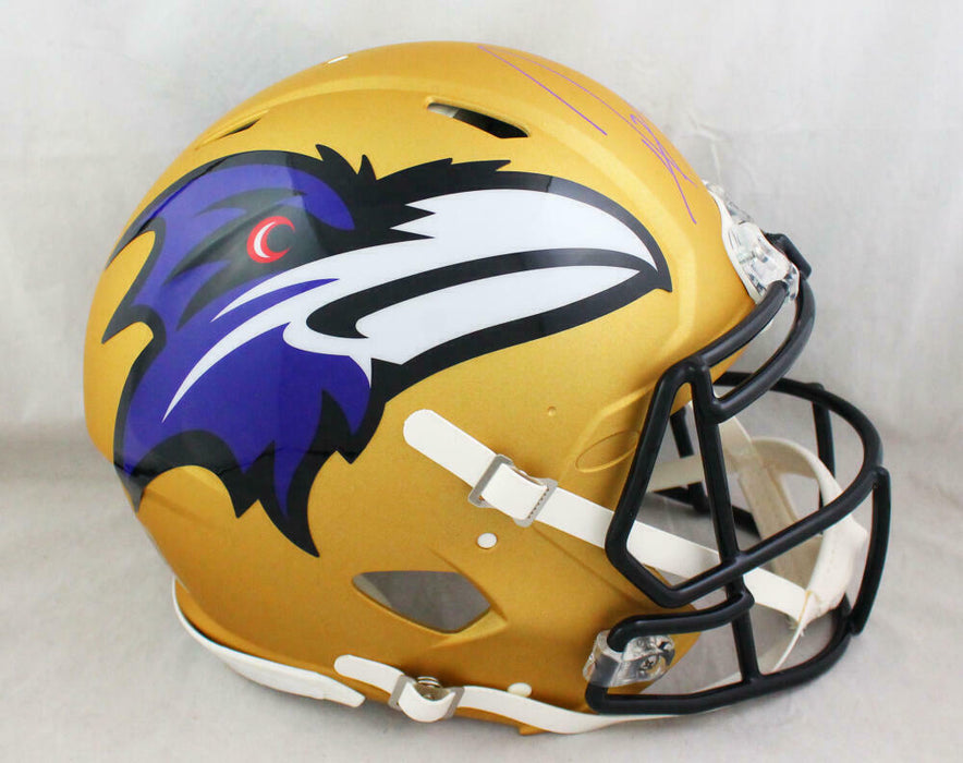 Ray Lewis Baltimore Ravens Signed F/S AMP Speed Authentic Helmet w/ HOF (BAS COA)